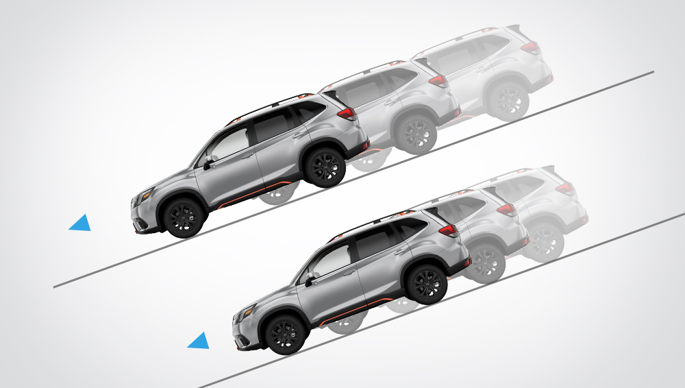 Illustration showing how Hill Decent Control works.