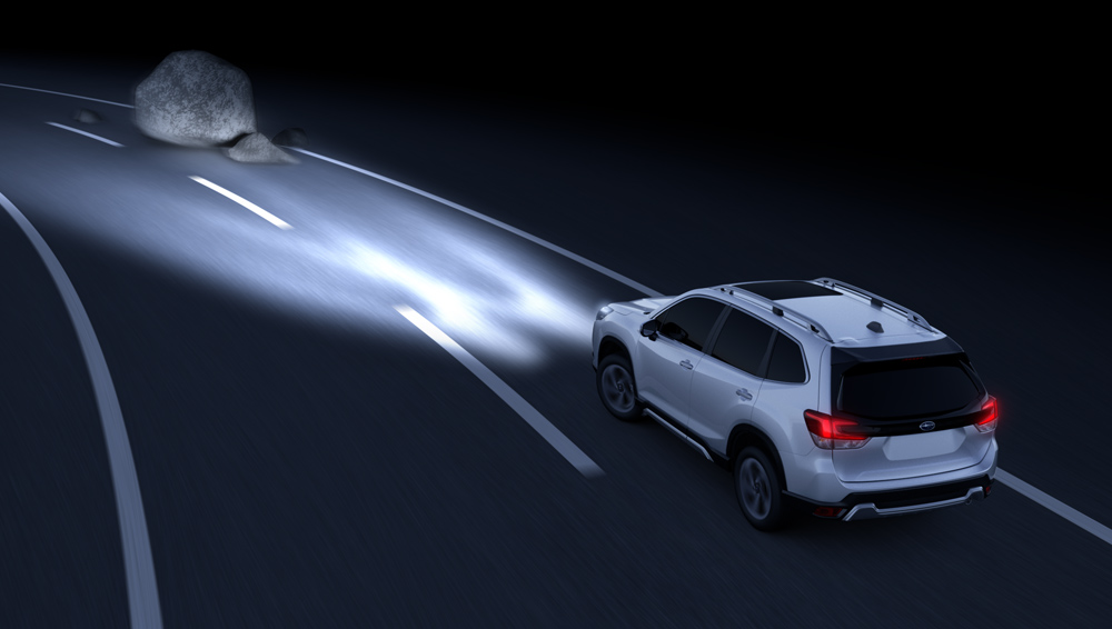 Image showing how Steering Responsive Headlights (SRH) works.