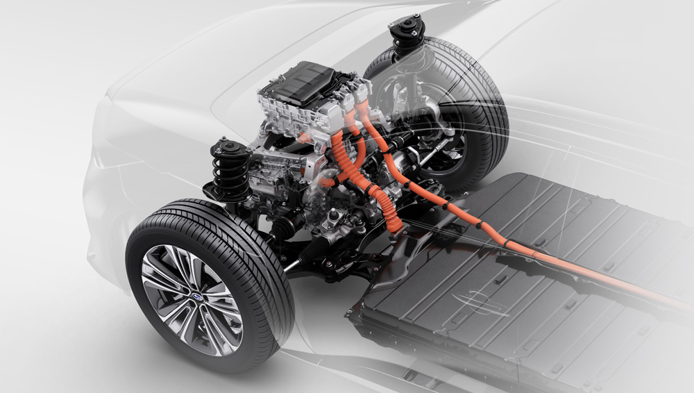 Close-up shot of the front suspension.