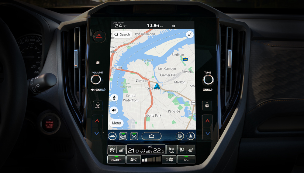 2025 Forester Limited – Premier trims 11.6-inch infotainment screen with navigation.