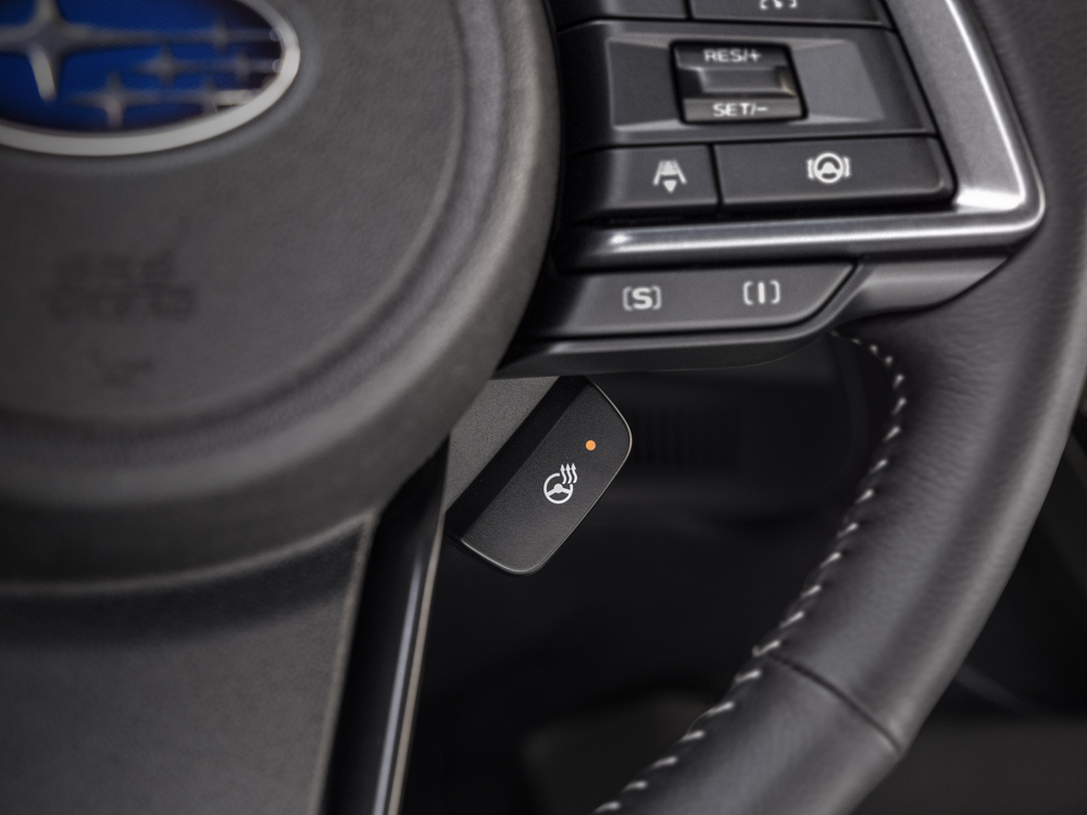 Image of the heated steering wheel for 2025 Subaru Forester Touring to Premier trims.